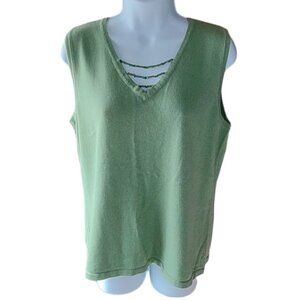 Christopher & Banks Sleeveless Sweater V-neck Lime green